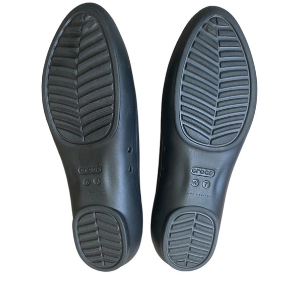 Crocs Black Ballet Slip On Flats Shoes Slippers - Picture 8 of 8